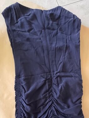 Shoshanna Navy Ruched Cap-Sleeve Mini Dress with Back Zip size 0